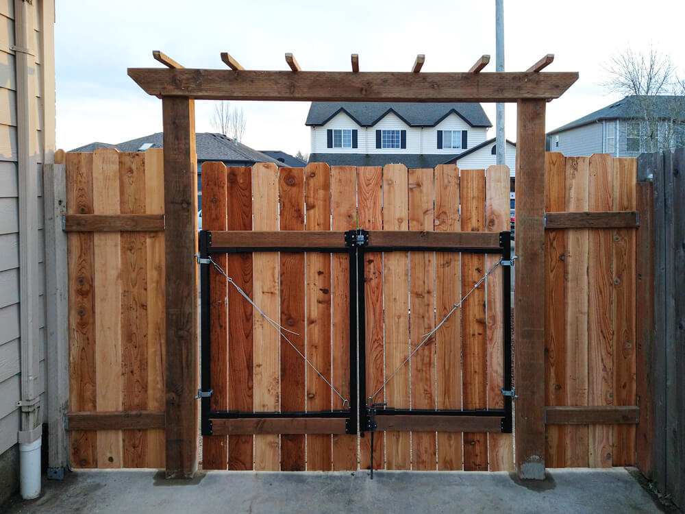 Custom wooden gate to backyard