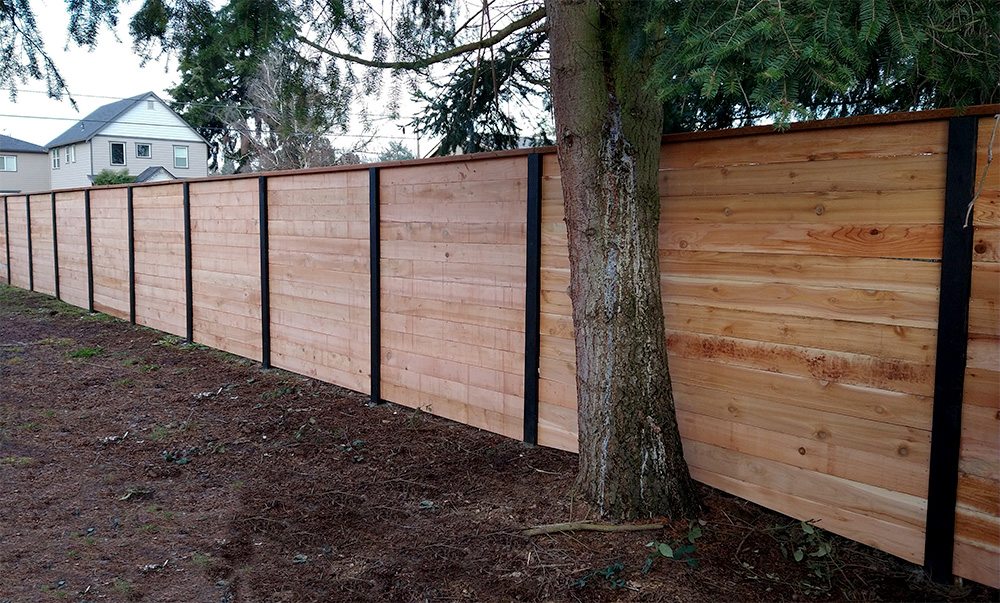 Horizontal Fence with Black Posts Project